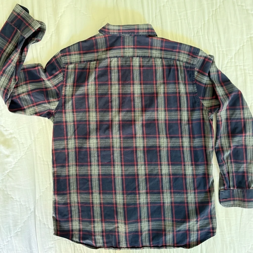 Banana Republic Men’s Plaid Lightweight Flannel Shirt L Navy Red